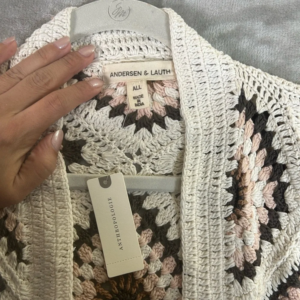 NWT Anthropologie amber crochet cardigan oversized - Picture 5 of 14